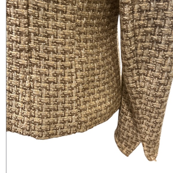 Talbots Cream and Tan Metallic Basketweave‎ blazer in EUC size 4. - Picture 3 of 7